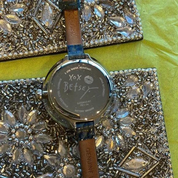 Betsey Johnson Women’s Blue Leather Watch | Thin Strap *Needs Battery - Picture 6 of 7